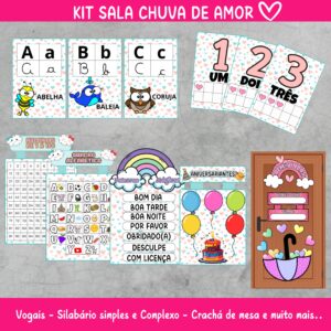 kit sala chuva de amor 🩷🩵💛