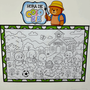 Painel para pintura Coletiva tema Volta às Aulas